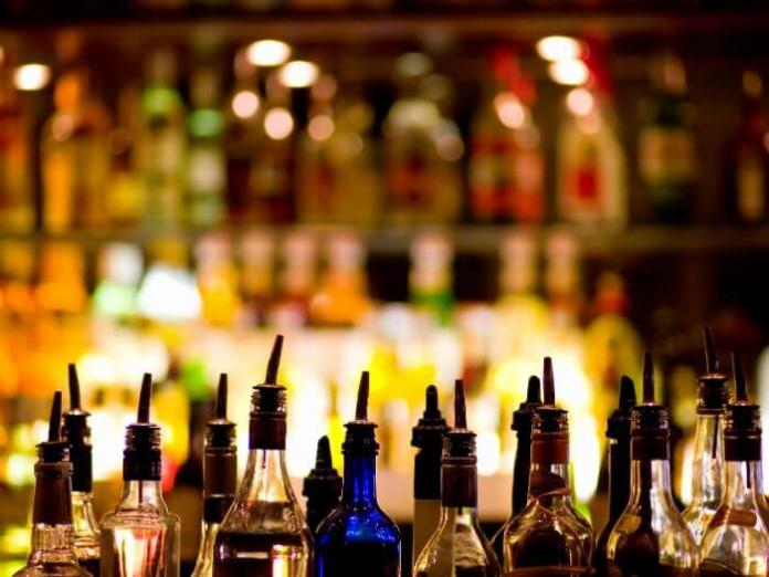 liquor bottles at a bar