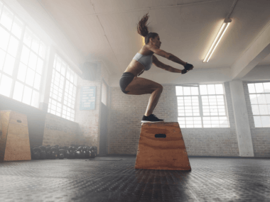 woman doing a box jump