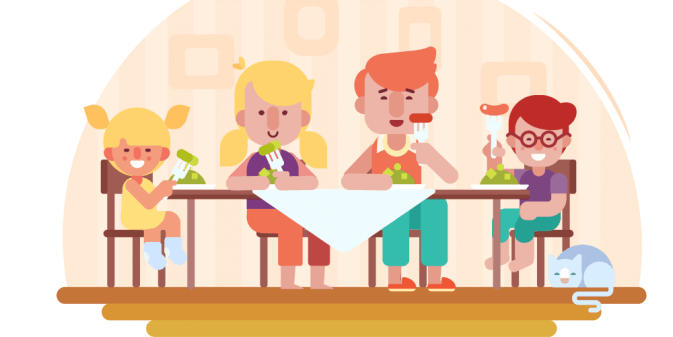 illustration of family eating together