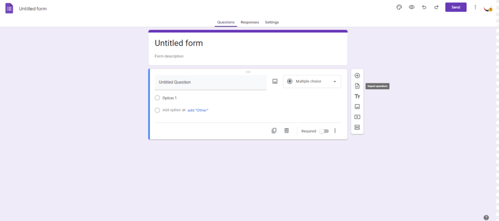 Google Form builder interface